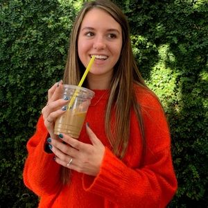 Bright Red orange sweater!! Size Large